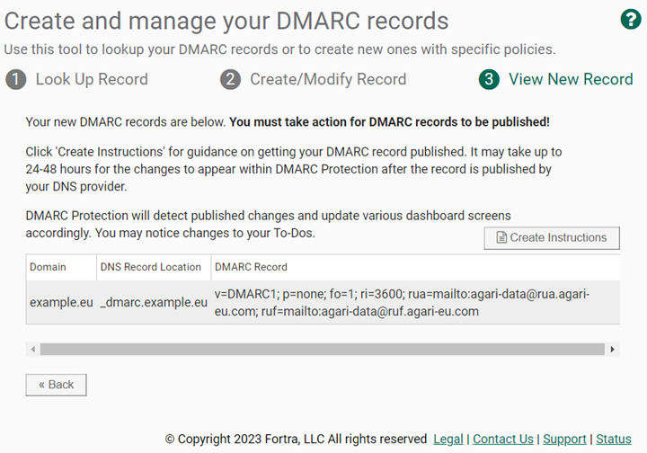 DMARC Builder Step 3
