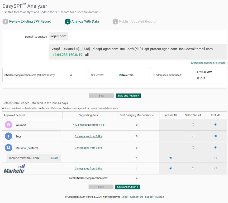 EasySPF Analyzer: Step 2