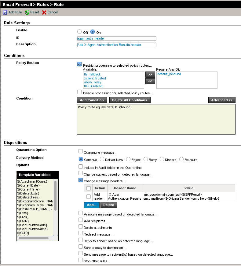 Sample firewall rule page. Sample firewall rule page.