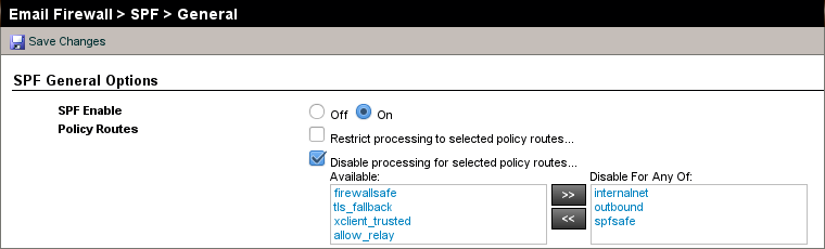 Sample SPF settings. Sample SPF settings.