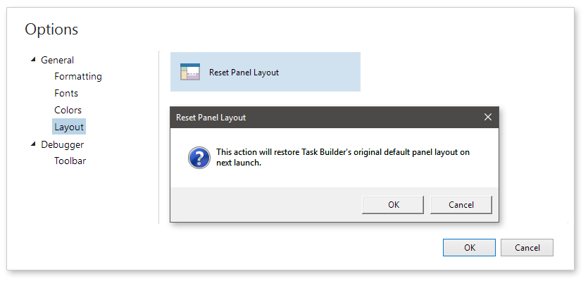 Layout And View Options Task Builder Options - Layout