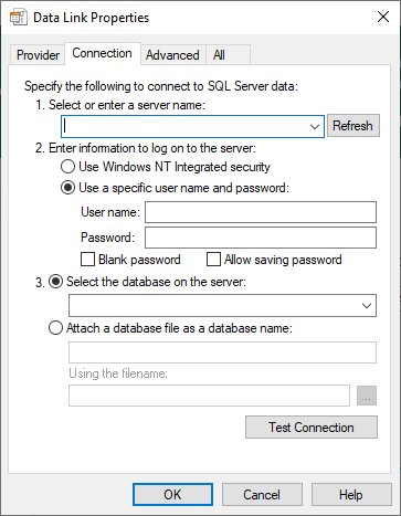 Data Link Properties Wizard image.