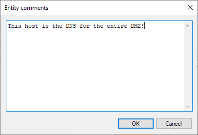 Entity comments Dialog Box