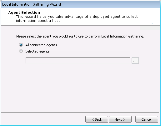 Agent selection Dialog Box