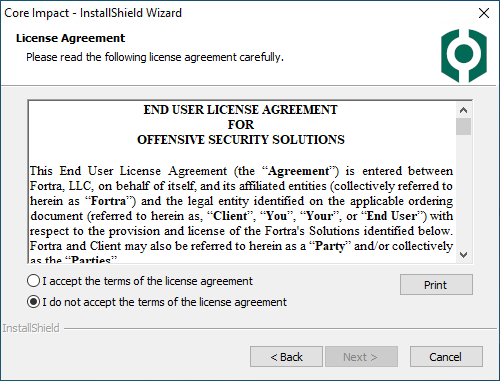 Installing Core Impact Online