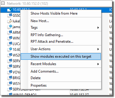 Show modules executed on this target