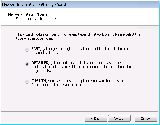 Network Scan Type Dialog Box