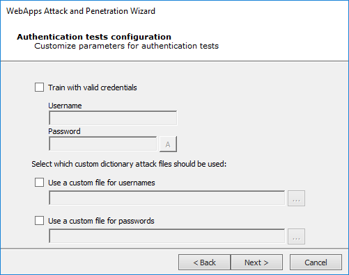 Authentication tests configuration