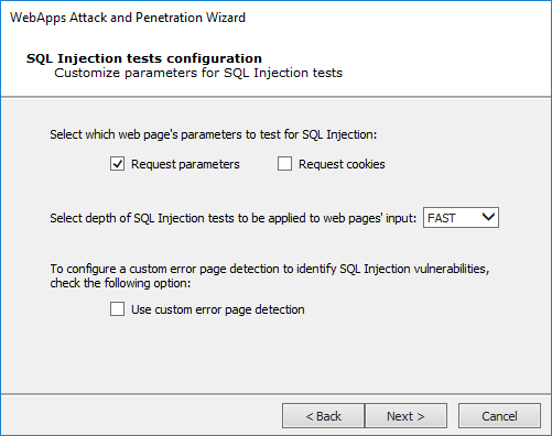 SQL Injection Test Configuration