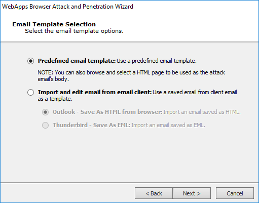 Exploit and Email Template Selection