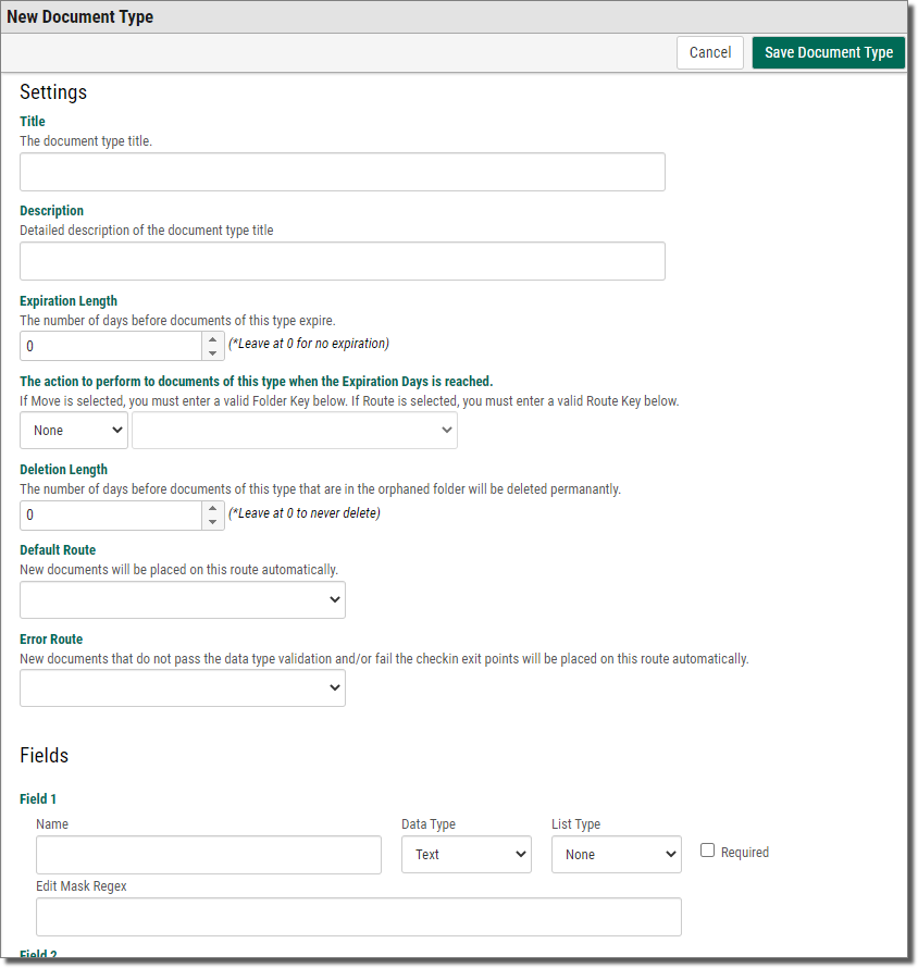 Creating a Document Type