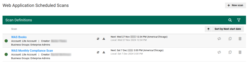 View Scheduled Scans