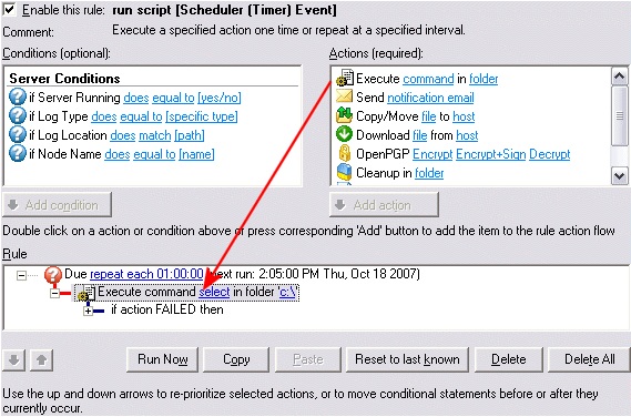 Using a Command in an Event Rule to Copy Files