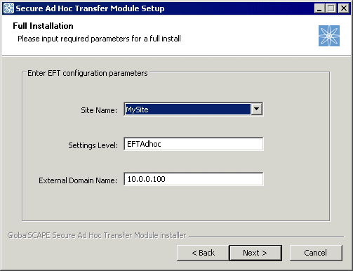 EFT Site Configuration Parameters