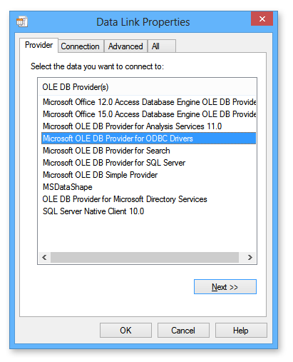 Data Link Properties Wizard