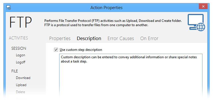 Custom Descriptor Setting Custom Step Description
