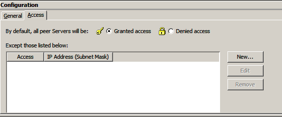 Configuration Menu - Access Tab