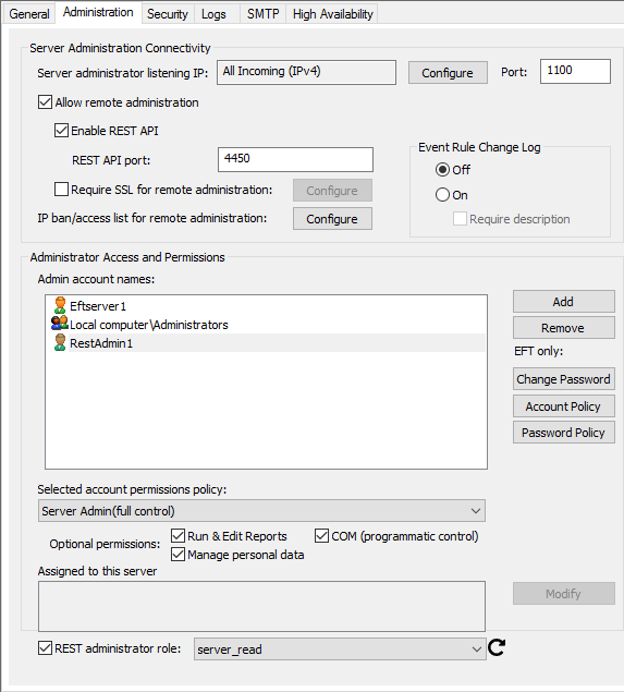 Enabling REST API For Remote Admin