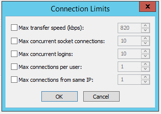 Site Connection Limits dialog box