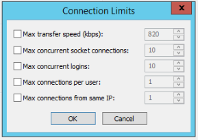 Site Connection Limits dialog box