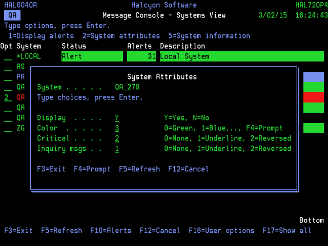 Console Message Database Message Console - Systems view