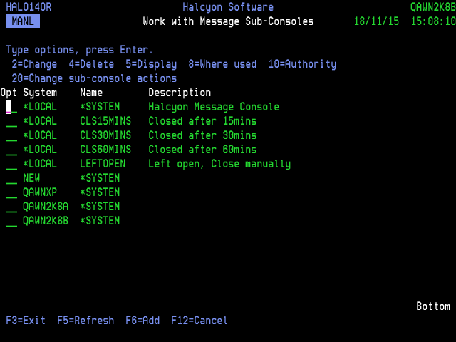 Console Message Database Work with Message Sub-Consoles