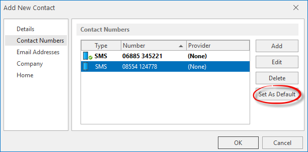 Working with Contact Numbers
