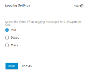 Selecting the level of logging message detail.