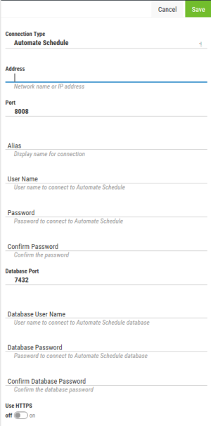 Using the New Product Connection page to add a new Automate Enterprise server connection.