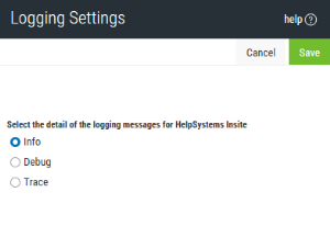 Selecting the level of logging message detail.