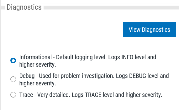 The Diagnostics panel.