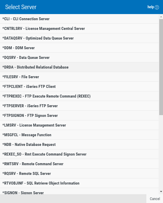 Functions Selection window