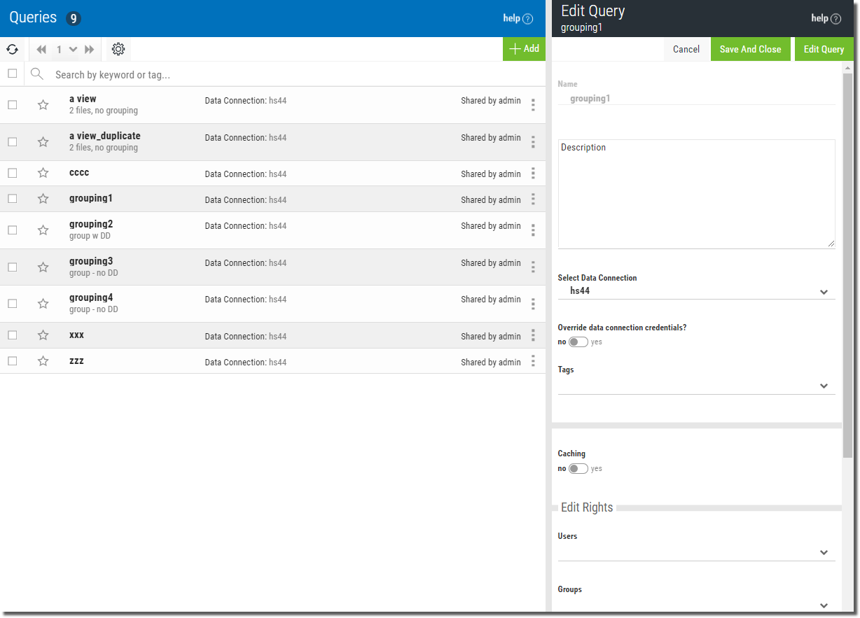 Edit Existing Queries