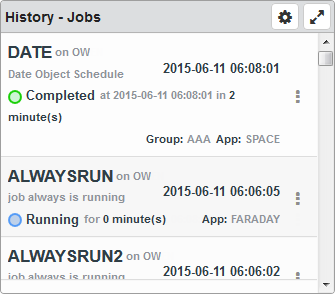 The History- Jobs dashboard widget.