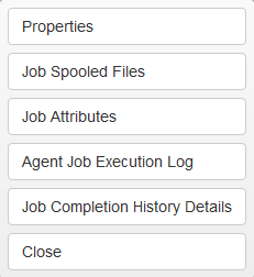 The Show Actions menu from the History - Terminated Jobs dashboard widget.