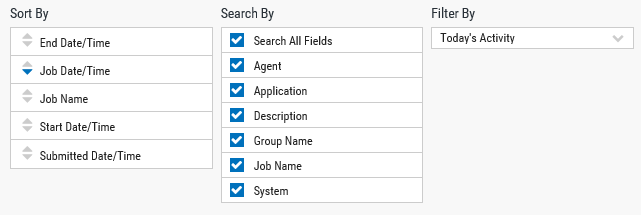 The settings for the job Completion History page.