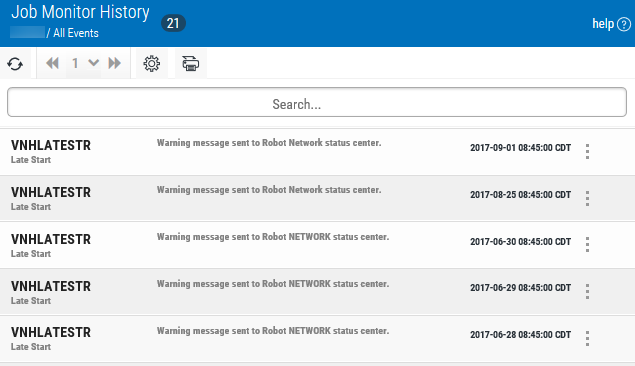 The Job Monitor History page.