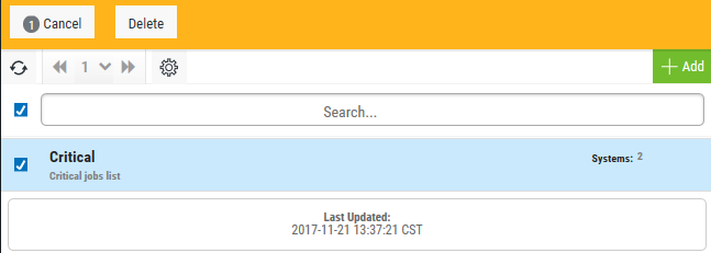 Selecting the critical job lists to delete.