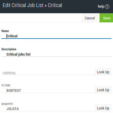 The Edit Critical Job List page.