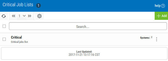 The Critical Job Lists page.