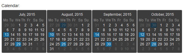 The calendar on the Date Object page.