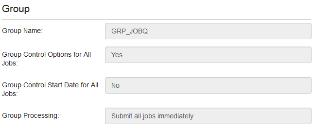 Show the options under the Group section on the Job page.