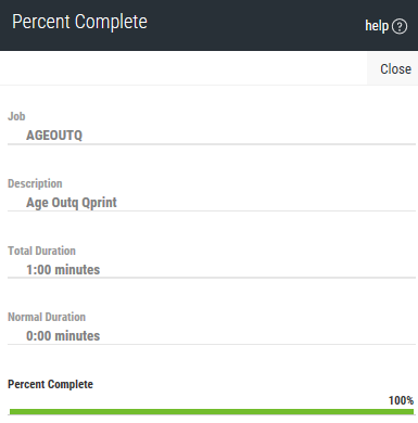 The Percent Complete window.