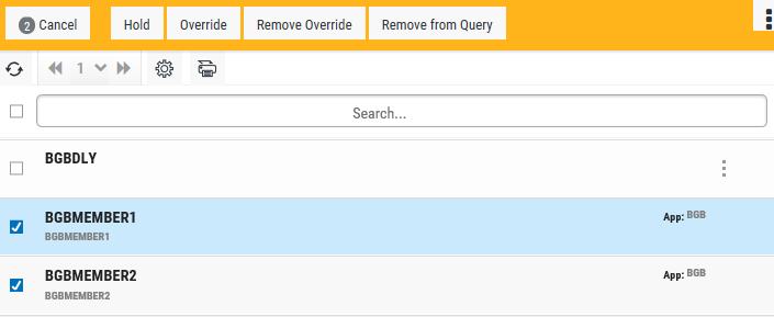 Select one or more jobs to remove from the query object.