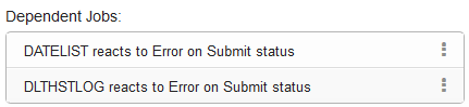 The dependent jobs on the Job Where Used page.