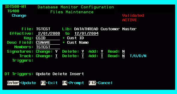 Database Monitor Configuration - Files Maintenance