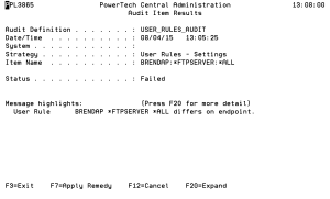 Audit Item Results panel