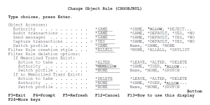 Change Object Rule panel
