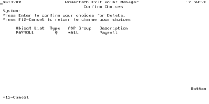 Delete object List panel