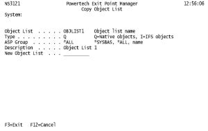 Copy Object List panel